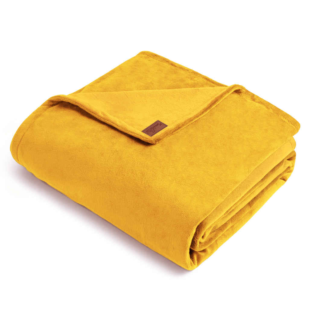 Sample Sale MegaBee Throw Blanket ~ Mustard (new, has brown leather tag)