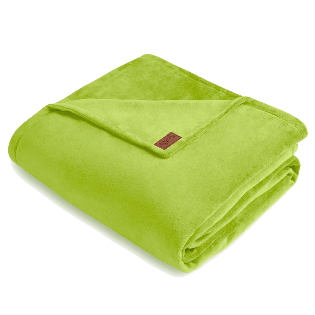 Sample Sale BiggerBee Throw Blanket ~ Neon Lime Green (new, brown leather tag)