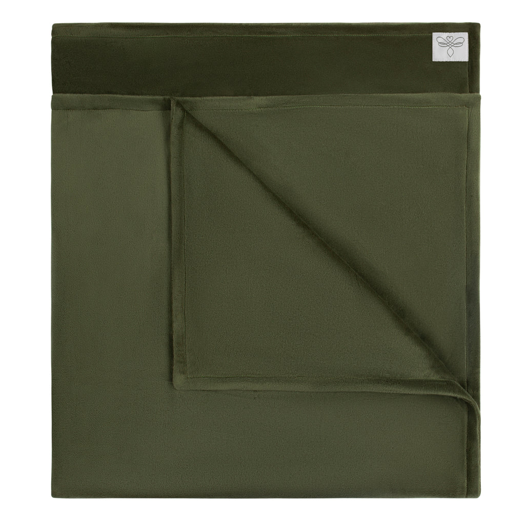 MinkyBee Stroller Blanket ~ Solid Olive Green (may have previous logo tag)